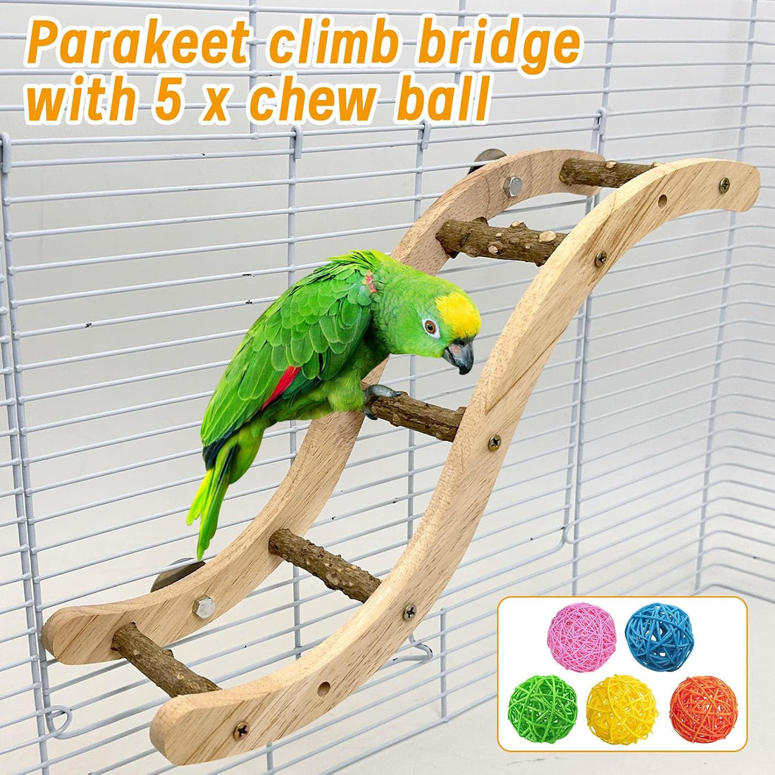 Hamiledyi Nature Wooden Bird Ladder Pet Parrots Climb Bridge Exercise