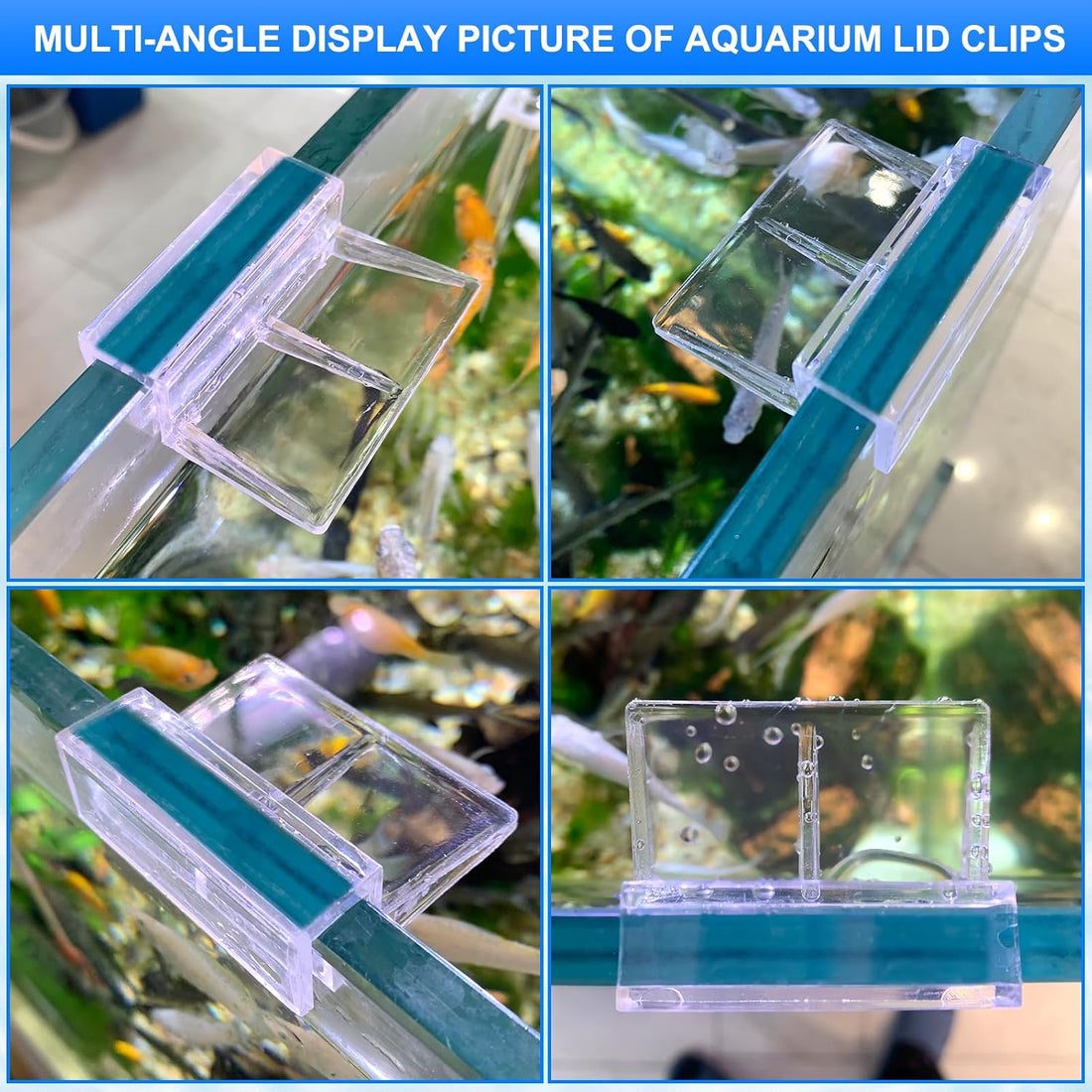 NestBasics 6pcs Transparent Aquarium Lid Clips,Rimless Fish Tank