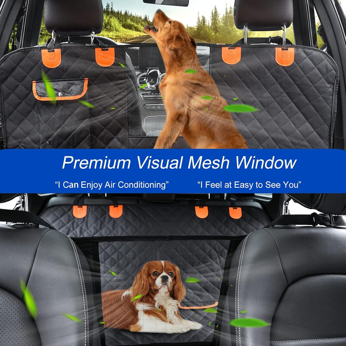 EasyHaWei Dog Car Seat Cover for Back Seat 600D Scratchproof Nonslip