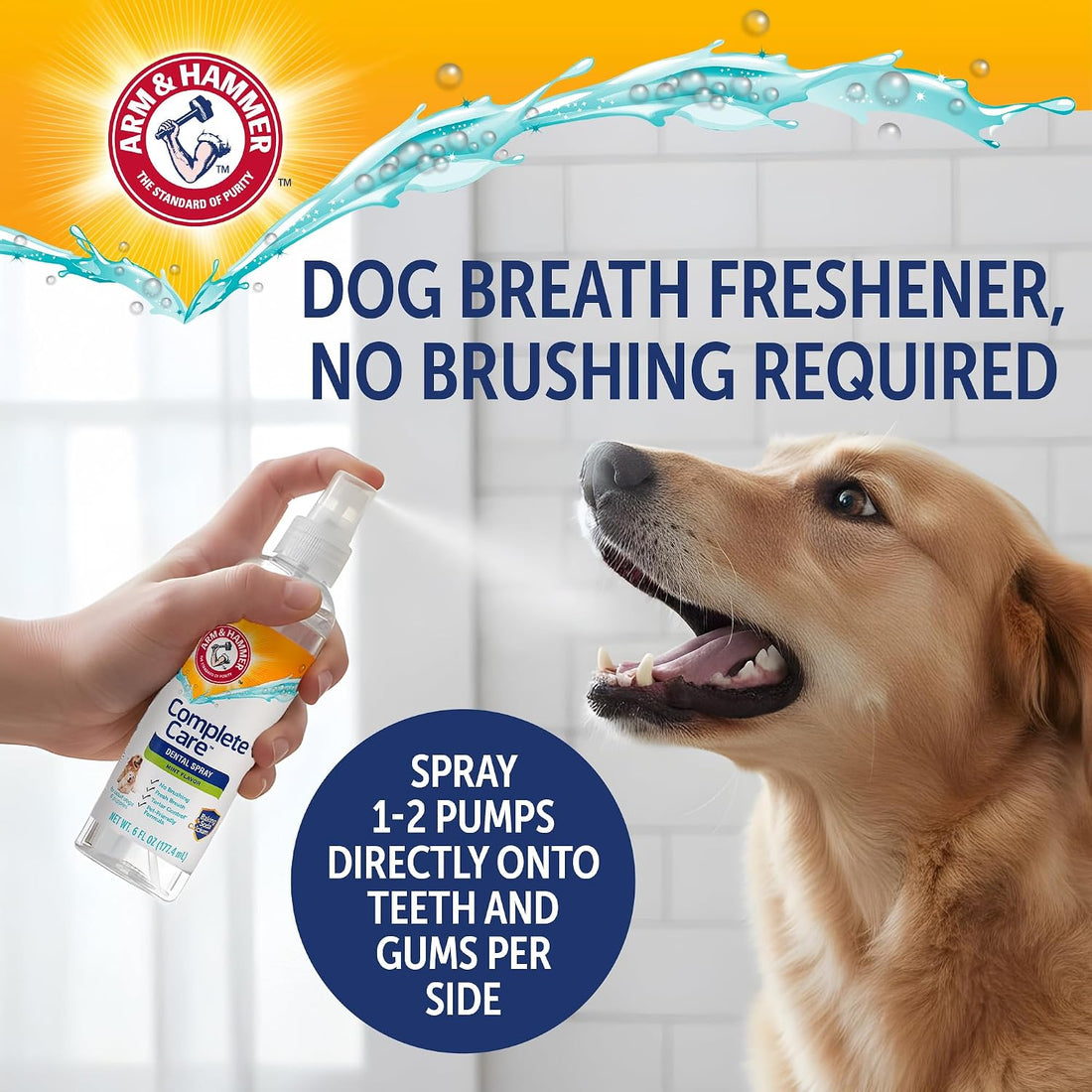 Arm & Hammer Complete Care Dog Dental Spray, Mint, 6 Fl Oz, 2-Pack