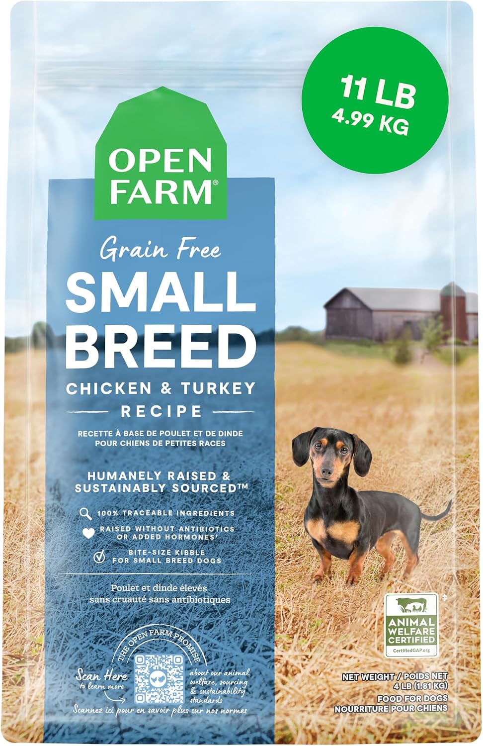 Open Farm Grain Free Dry Dog Food, Grass-Fed Beef Kibble, 22lb Bag