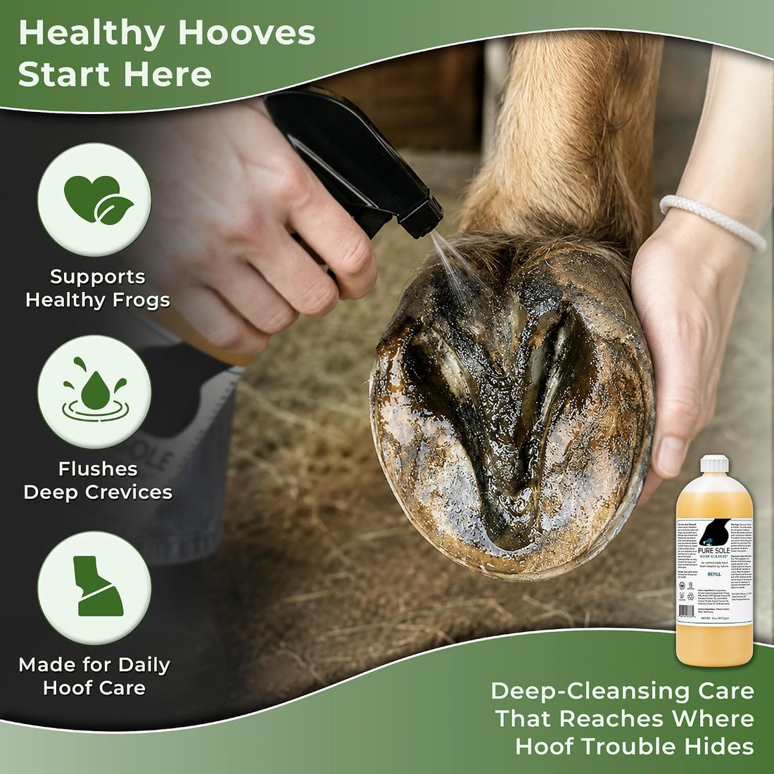 Pure Sole Hoof Cleanse Thrush Treatment Spray for Horses, 16 oz