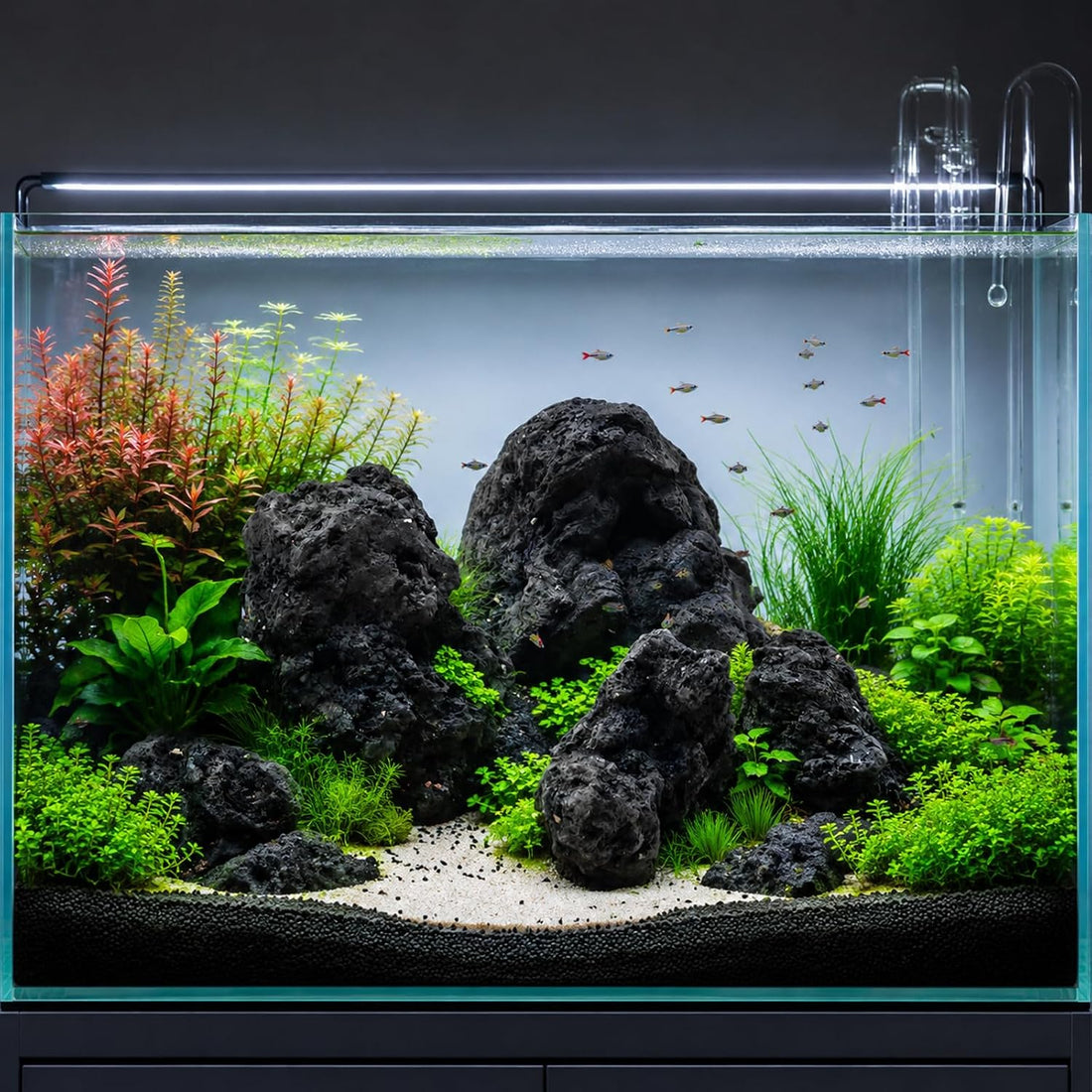 Black Lava Rock Aquarium Stones for Fish Tank,3LB 3-5inches