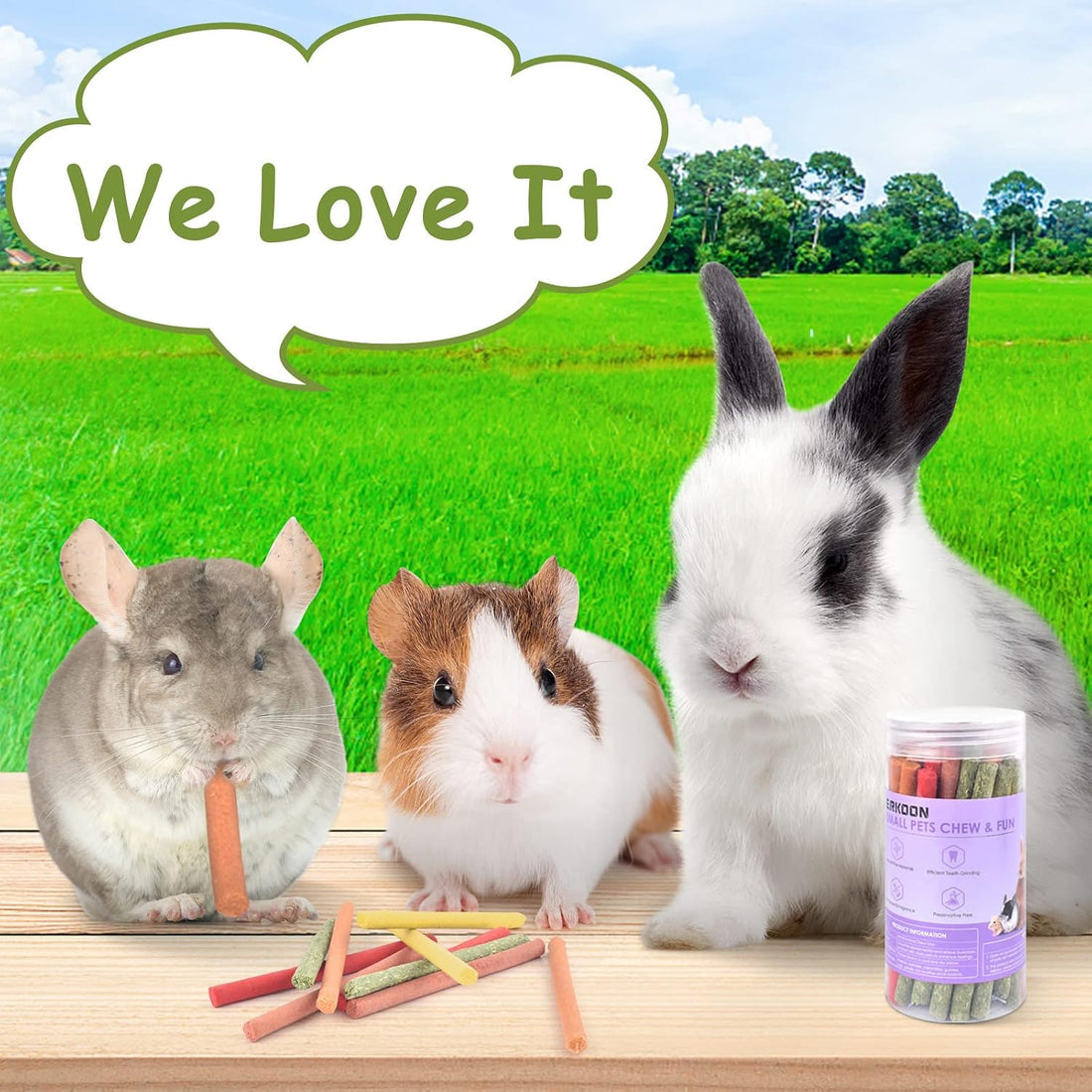 ERKOON 40Pcs Rabbit Timothy Hay Sticks