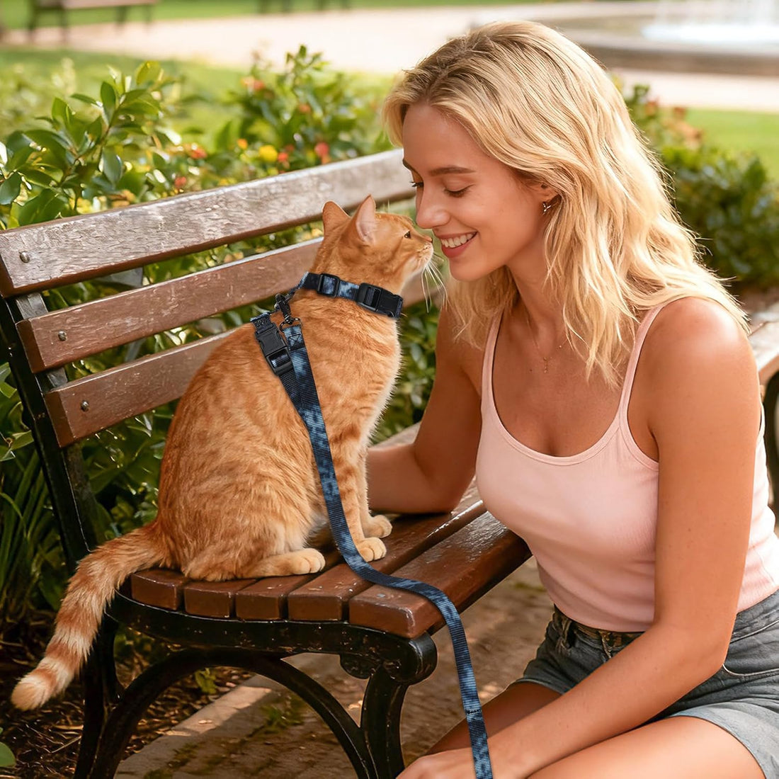 Cat Harness and Leash Set, 3-in-1 Escape Proof Adjustable