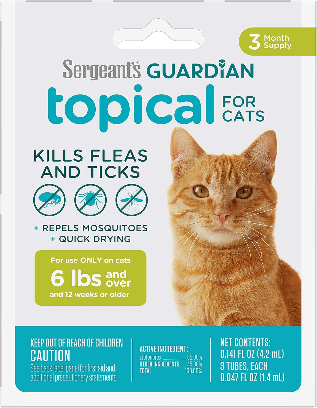 Sergeant's Guardian Flea & Tick Topical Cats 6 lbs+, 3-Month