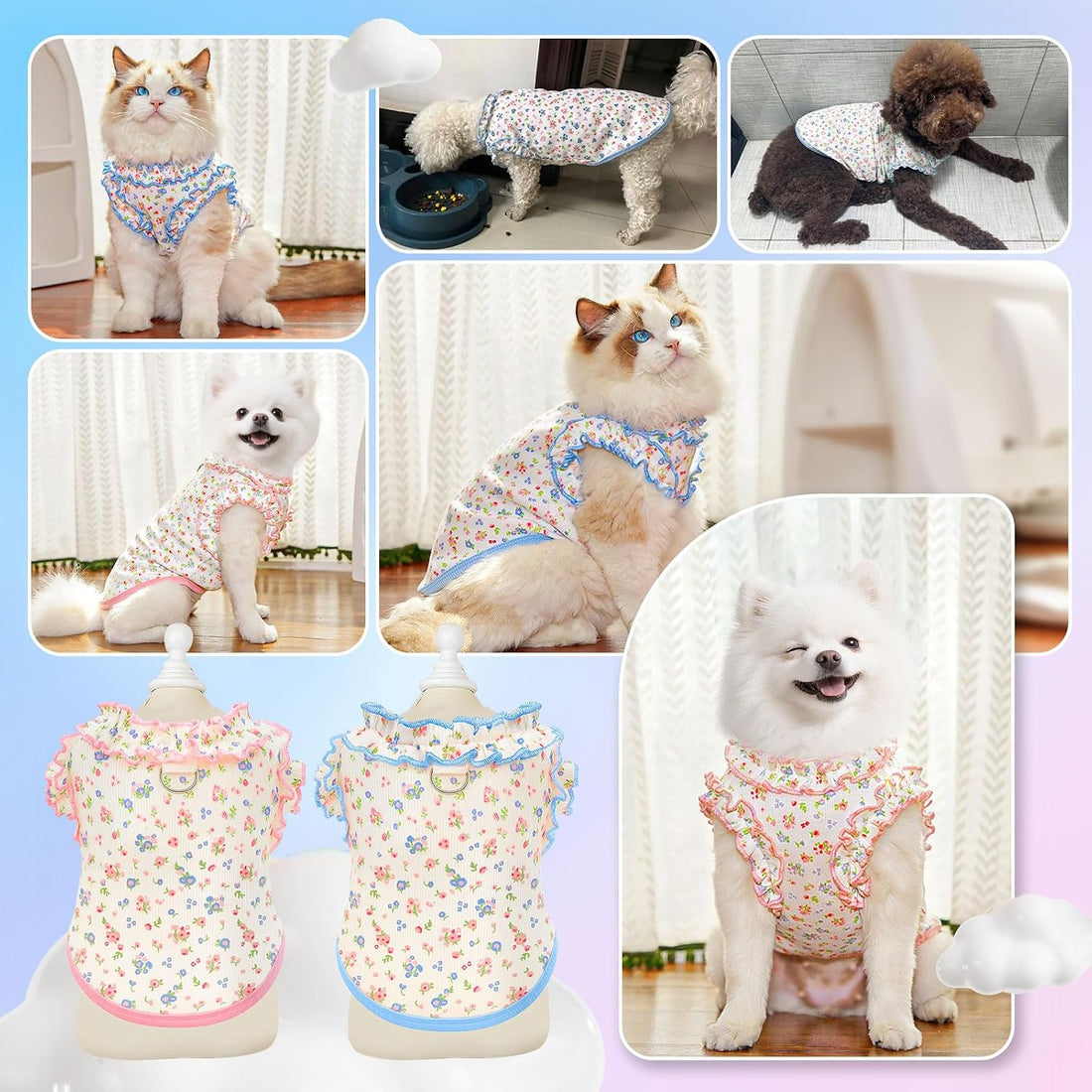 2 Pack Dog Shirt for Small Dogs Breathable Summer Clothes