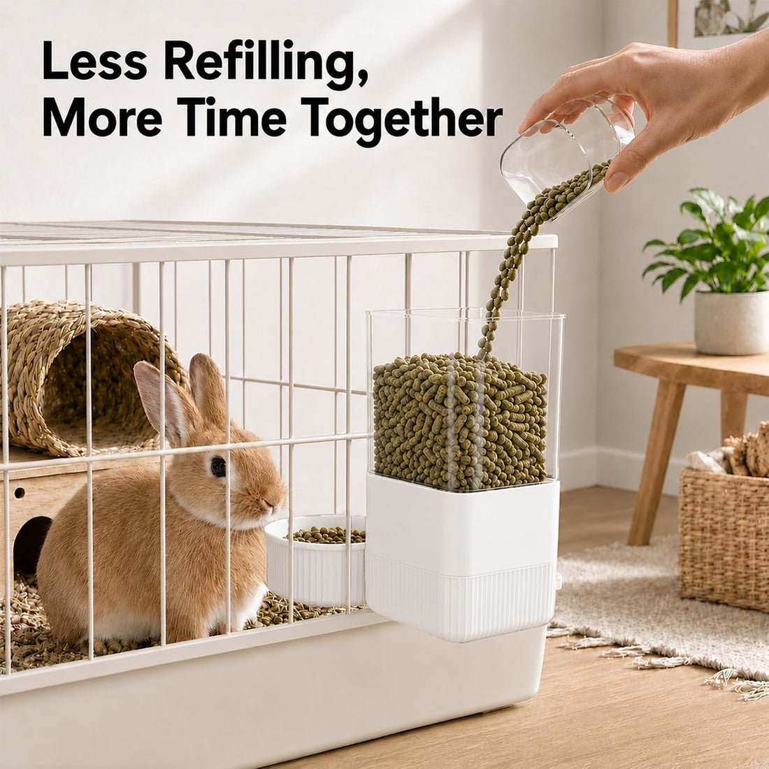 41 oz Hanging Gravity Feeder for Small Animal Cages Rabbit & Guinea