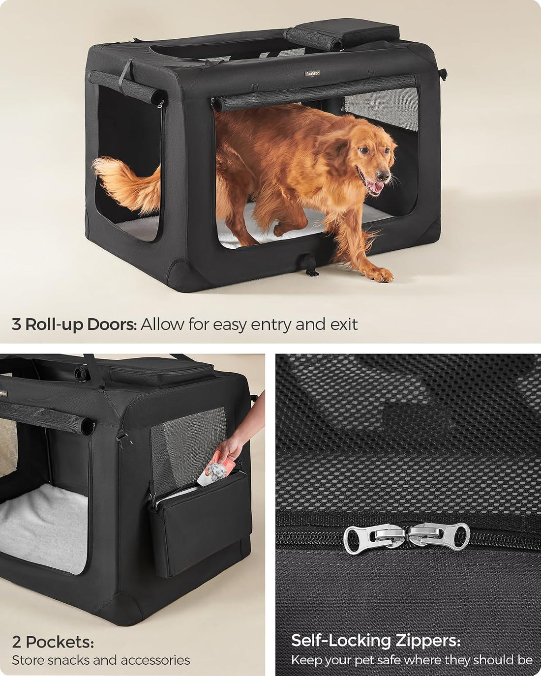 Feandrea 48 Inches Collapsible Soft Dog Crate