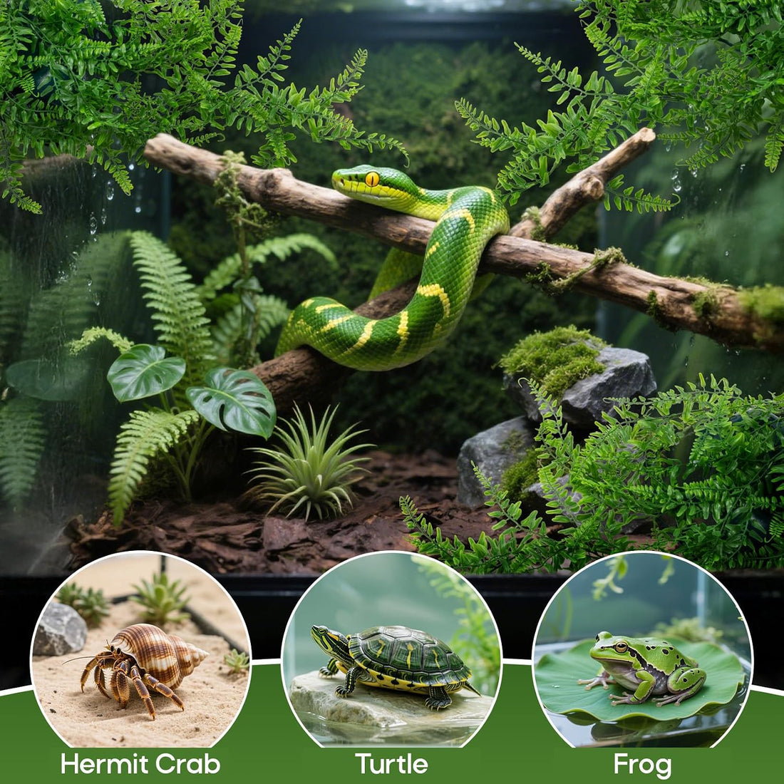RAINFLOW 2PCS Fake Hanging Plants - Artificial Reptile Habitat Vines