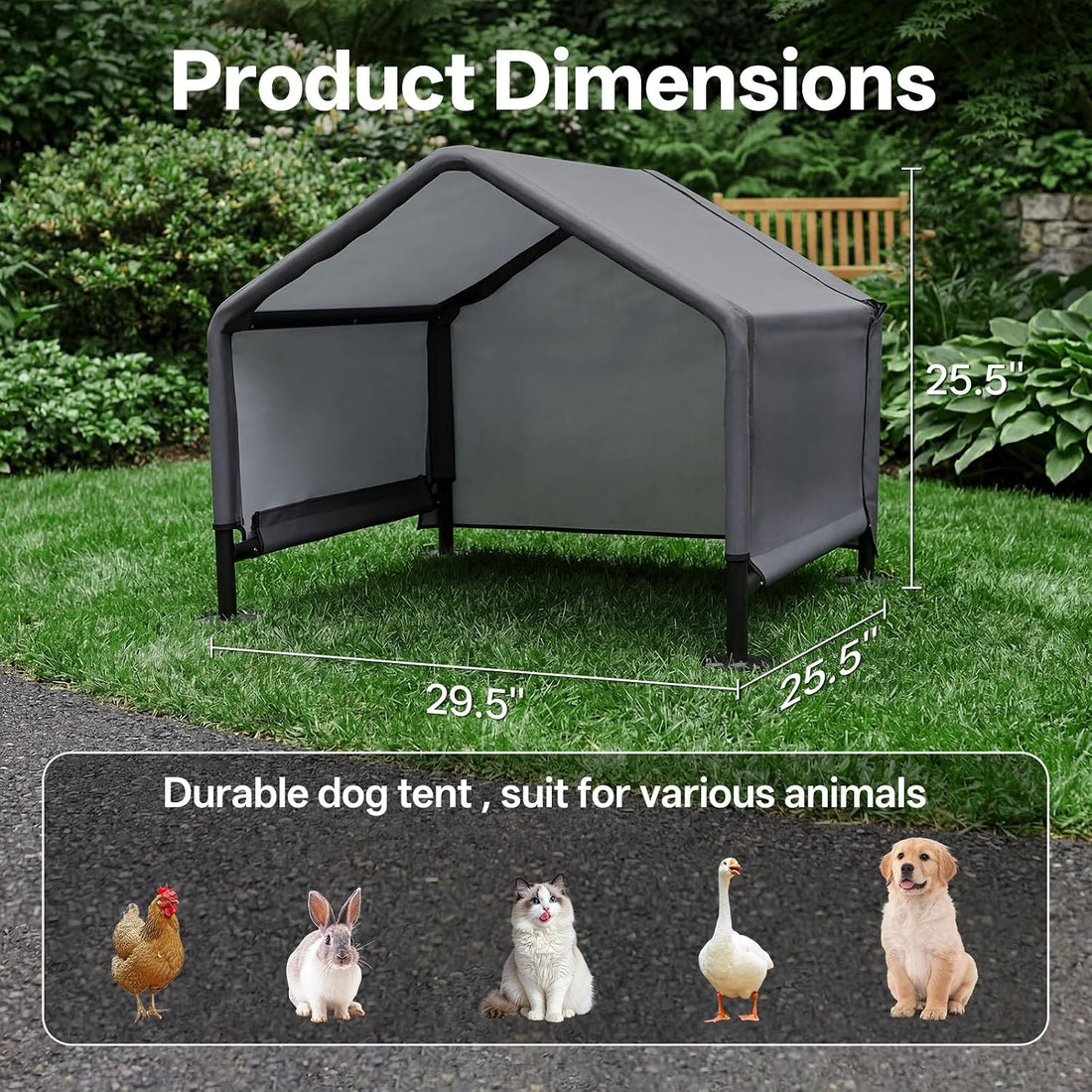 MEWANG Small Dog Tent Outdoor, Pet Shade Shelter Outside, Gray