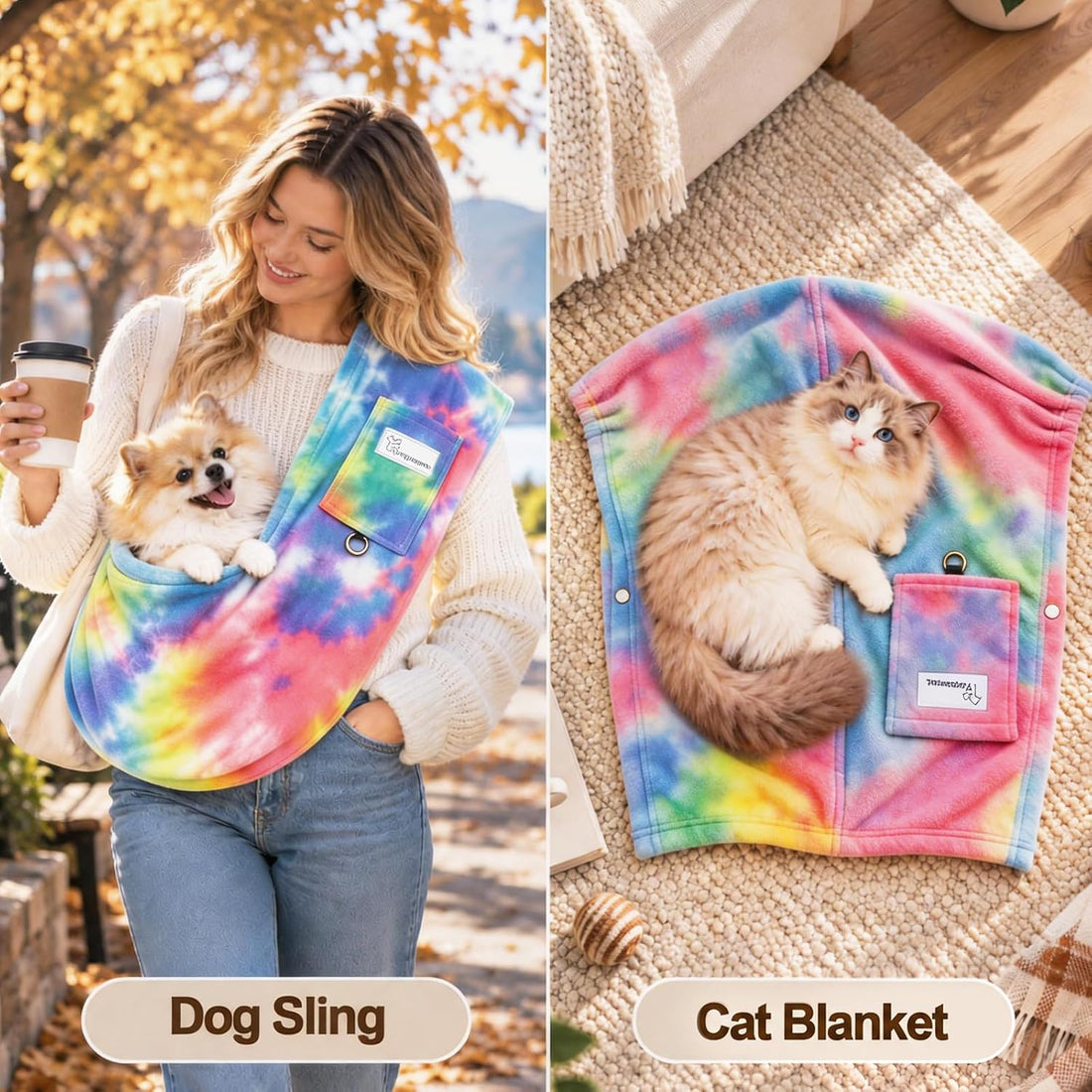 Cat Sling Carrier & Pet Sling for Small Dogs & Cats 3-14 lbs
