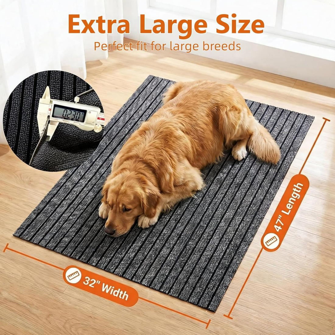 Aethycovi Dog Crate Mat, 47"x32" Striped Design Extra Thick Pet Mats