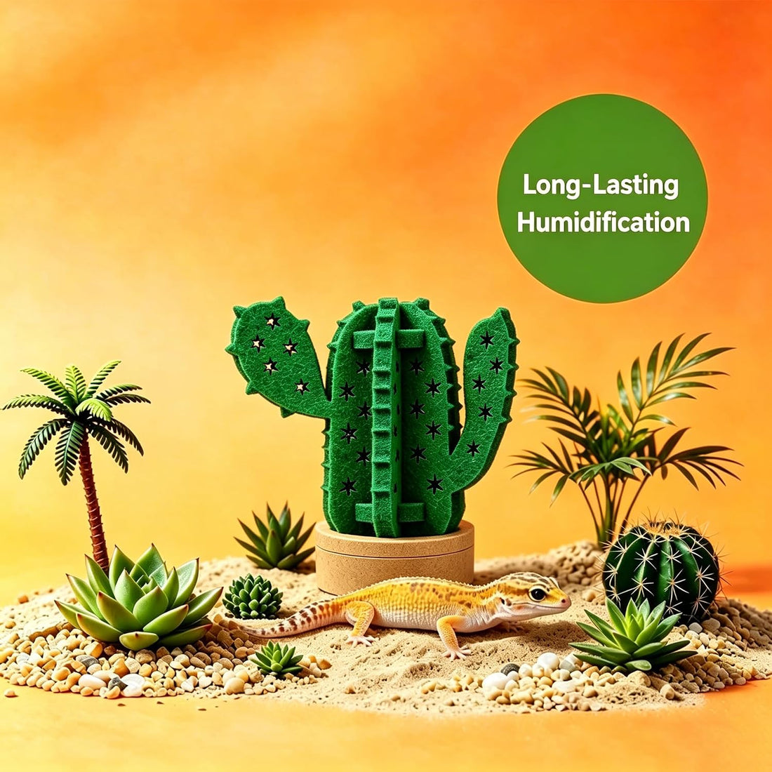 Column Cactus Evaporative Humidifier, Felt Decor Reptile Terrarium
