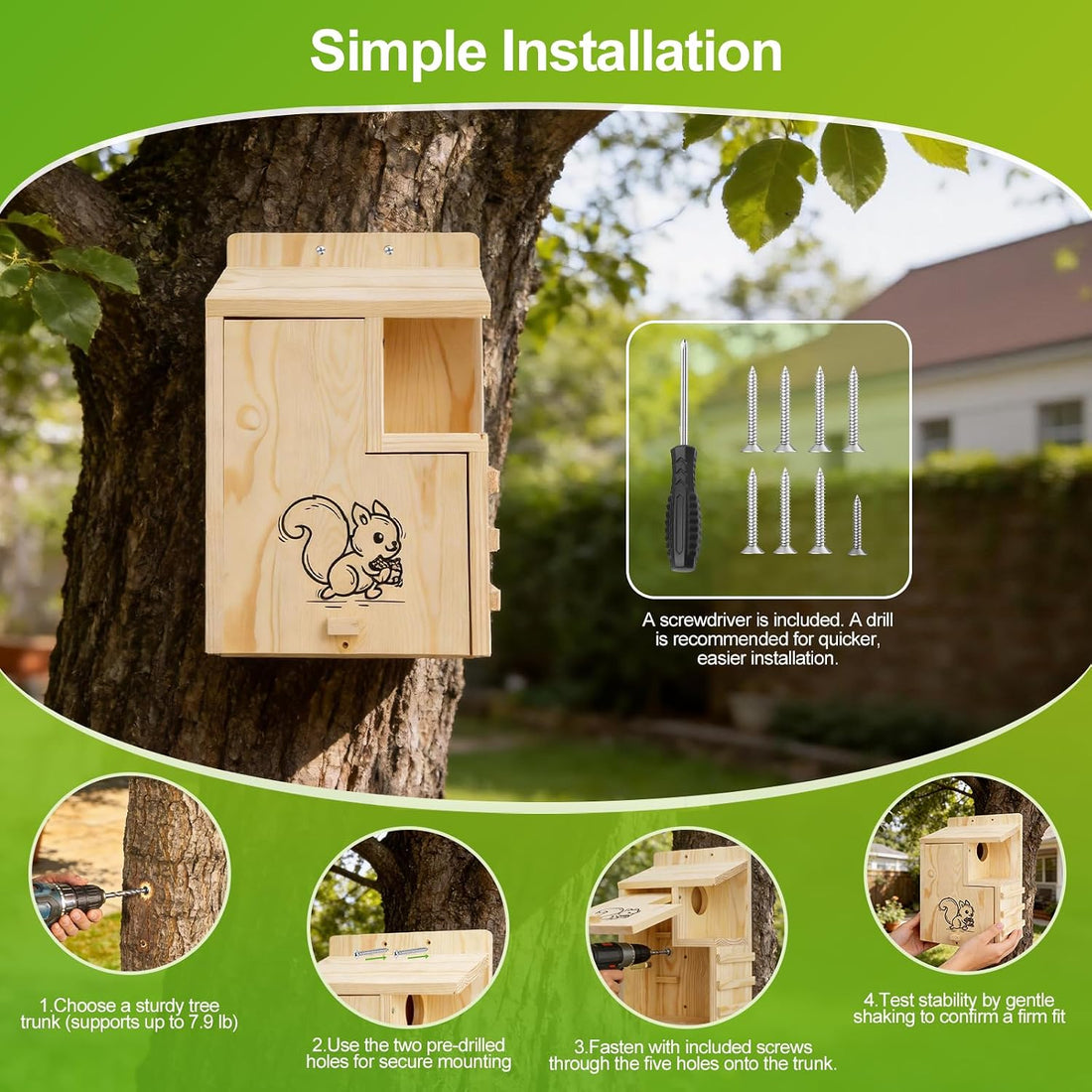 Large Wooden Squirrel House for Outside
