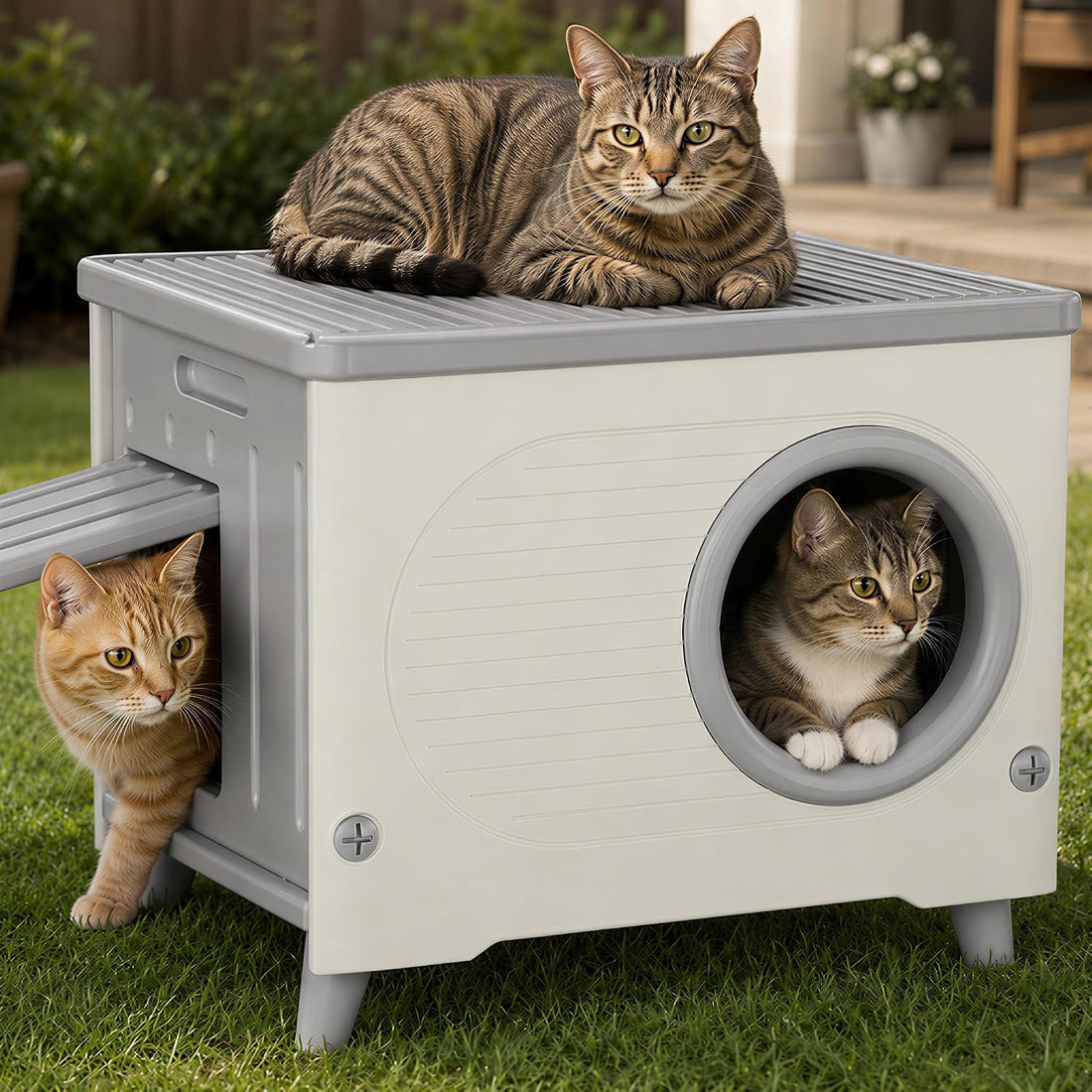 Outdoor Cat House, Extra Large Insulated Feral Cat Shelter