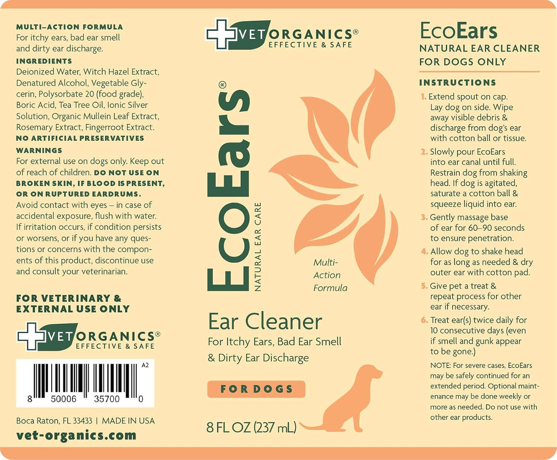 EcoEars Dog Ear Cleaner – Natural Multi-Action Formula for Ear