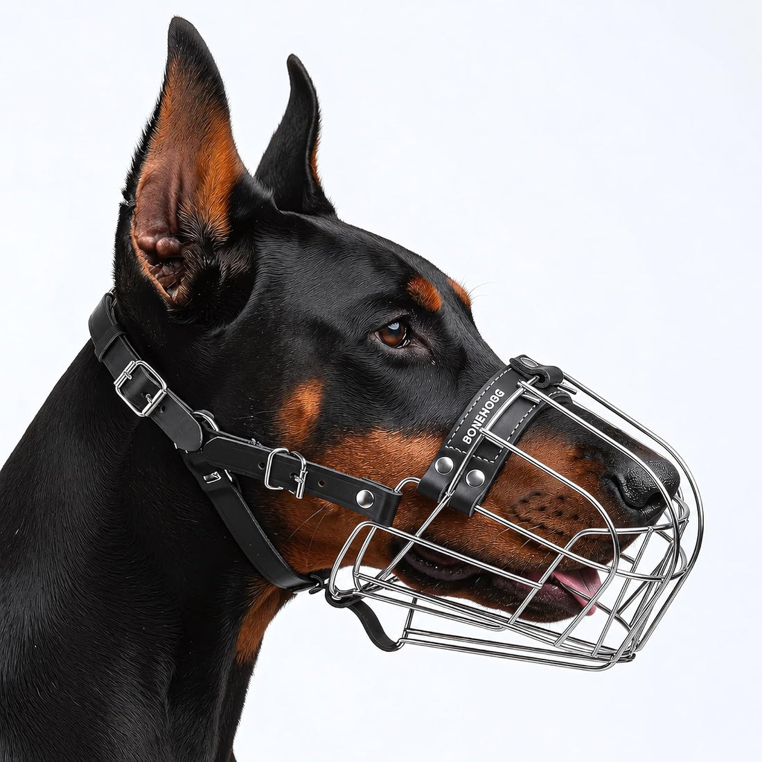 BRONZEDOG Stainless Steel Wire Basket Dog Muzzle for Rottweiler