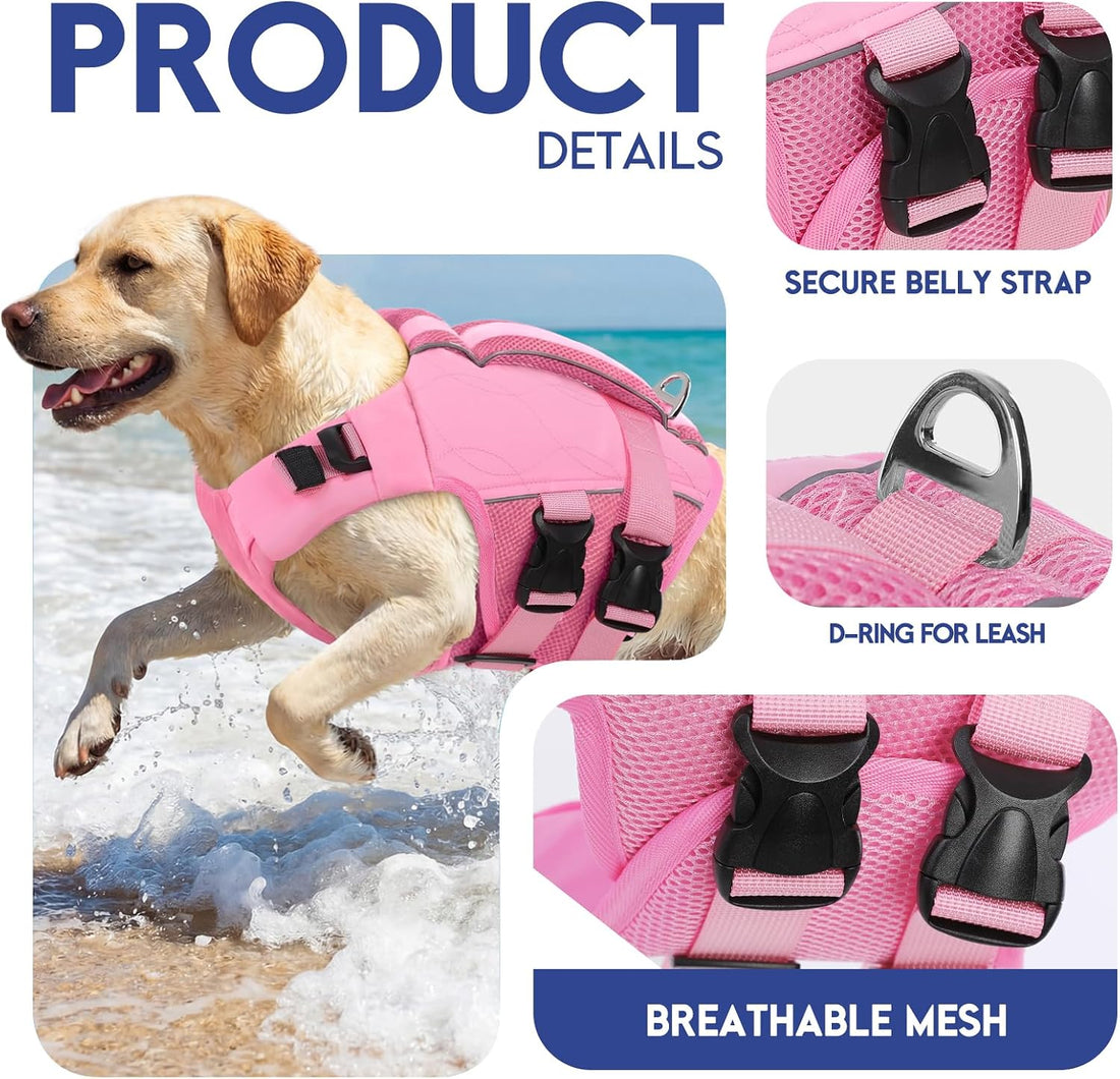 ASENKU Dog Life Jacket, High Floatation Dog Swimming Vest with Rescue