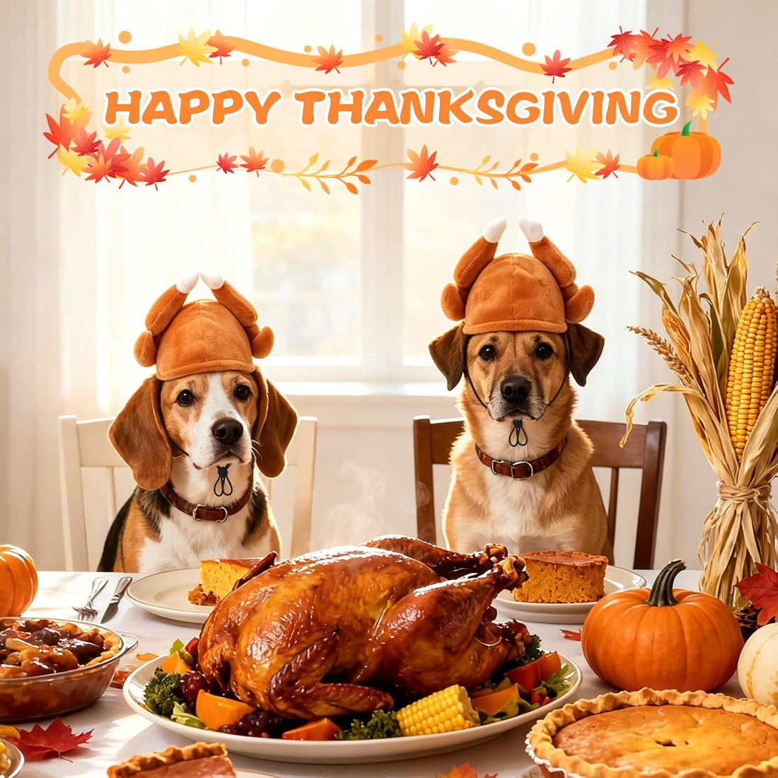 BWOGUE Medium Dog Thanksgiving Turkey Adjustable Party Hat