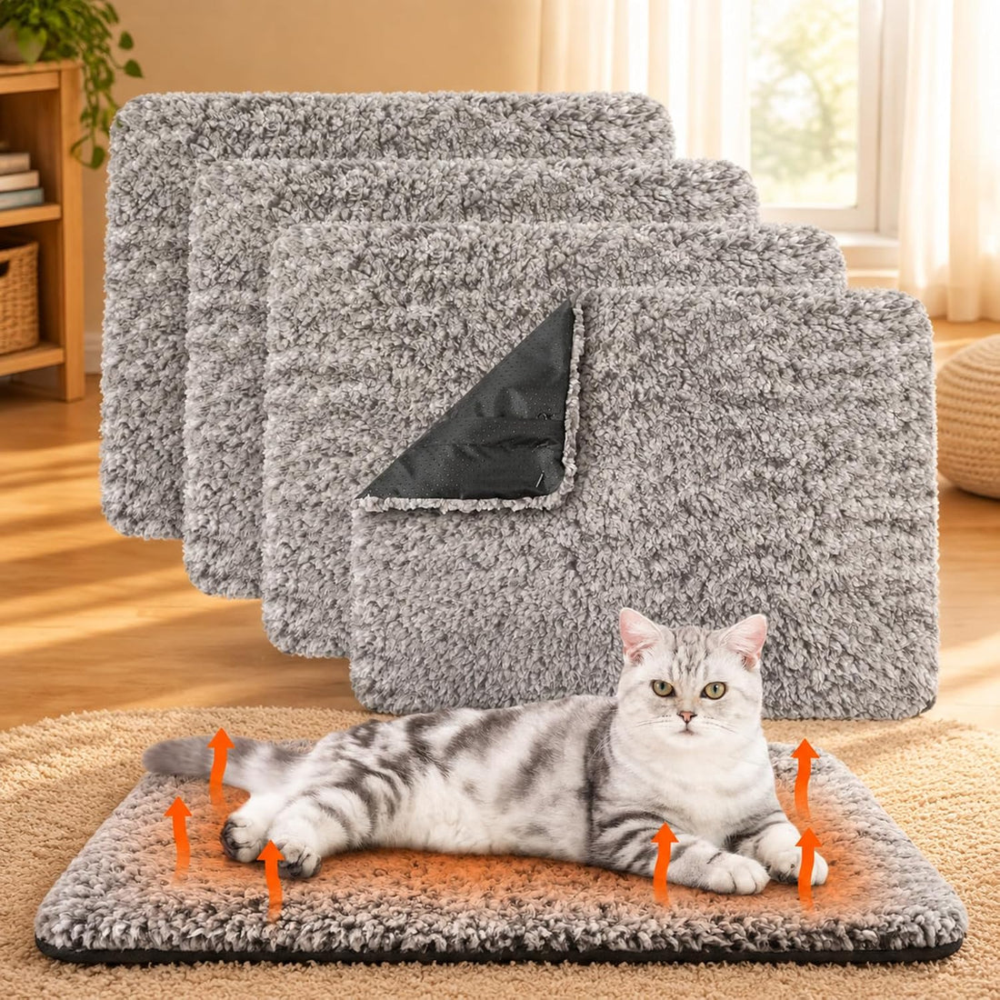 Drydiet 4 Pack Self Warming Cat Pads Self Heating Cat Mat Washable