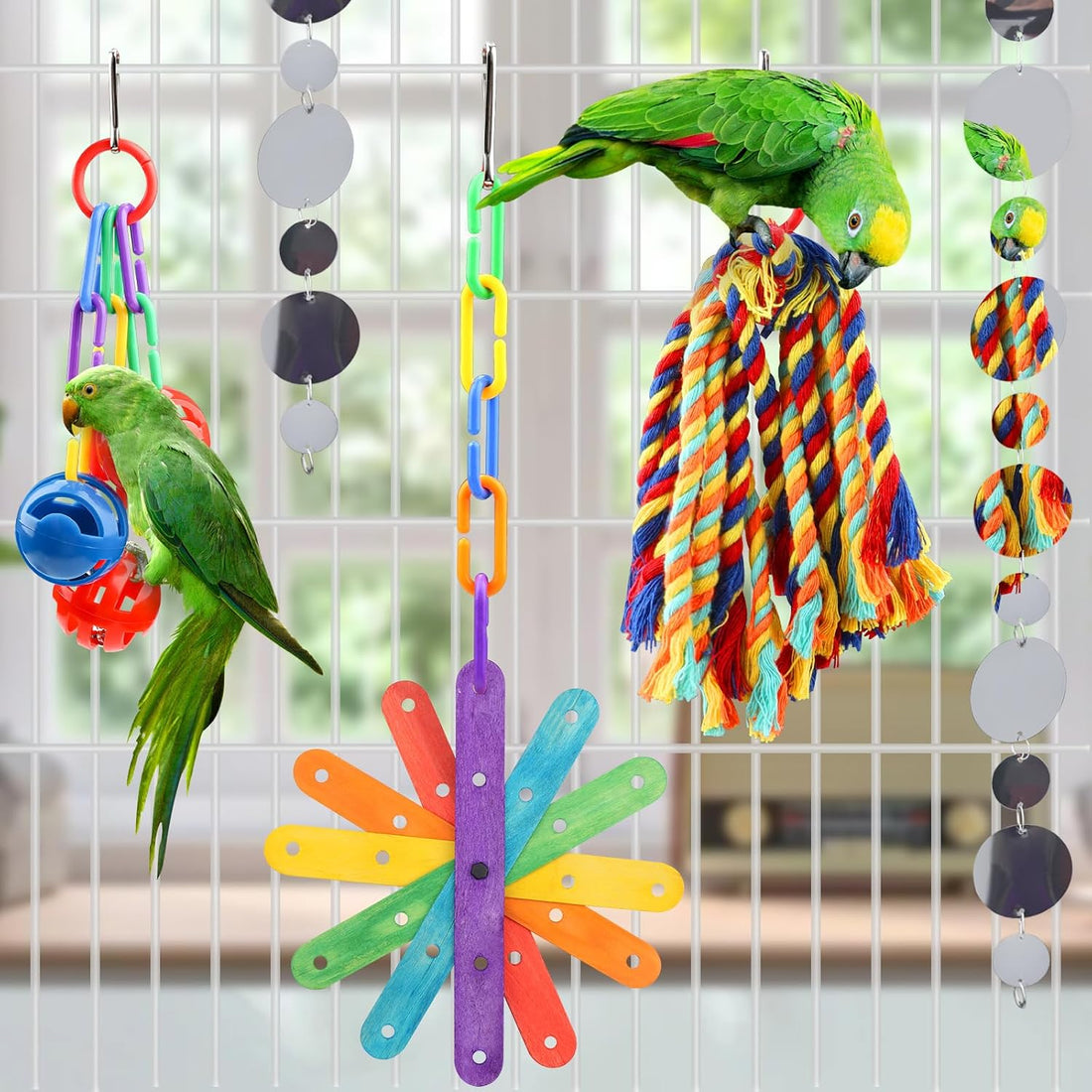 QUOZUO Small Bird Toys Parakeet Cage Accessories, Parakeet Toys