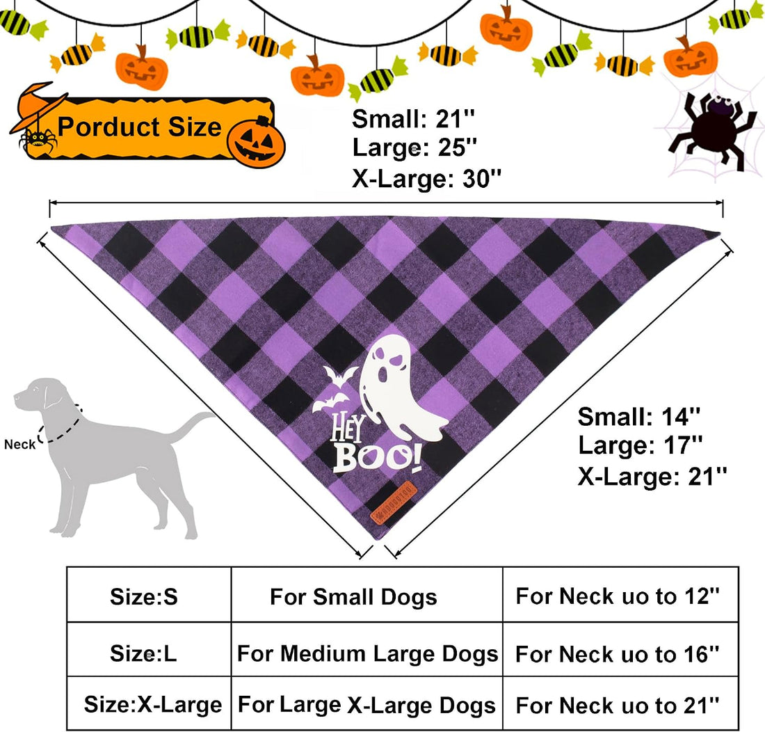 ADOGGYGO Halloween Dog Bandanas, Glow in Dark Plaid Dog Scarf