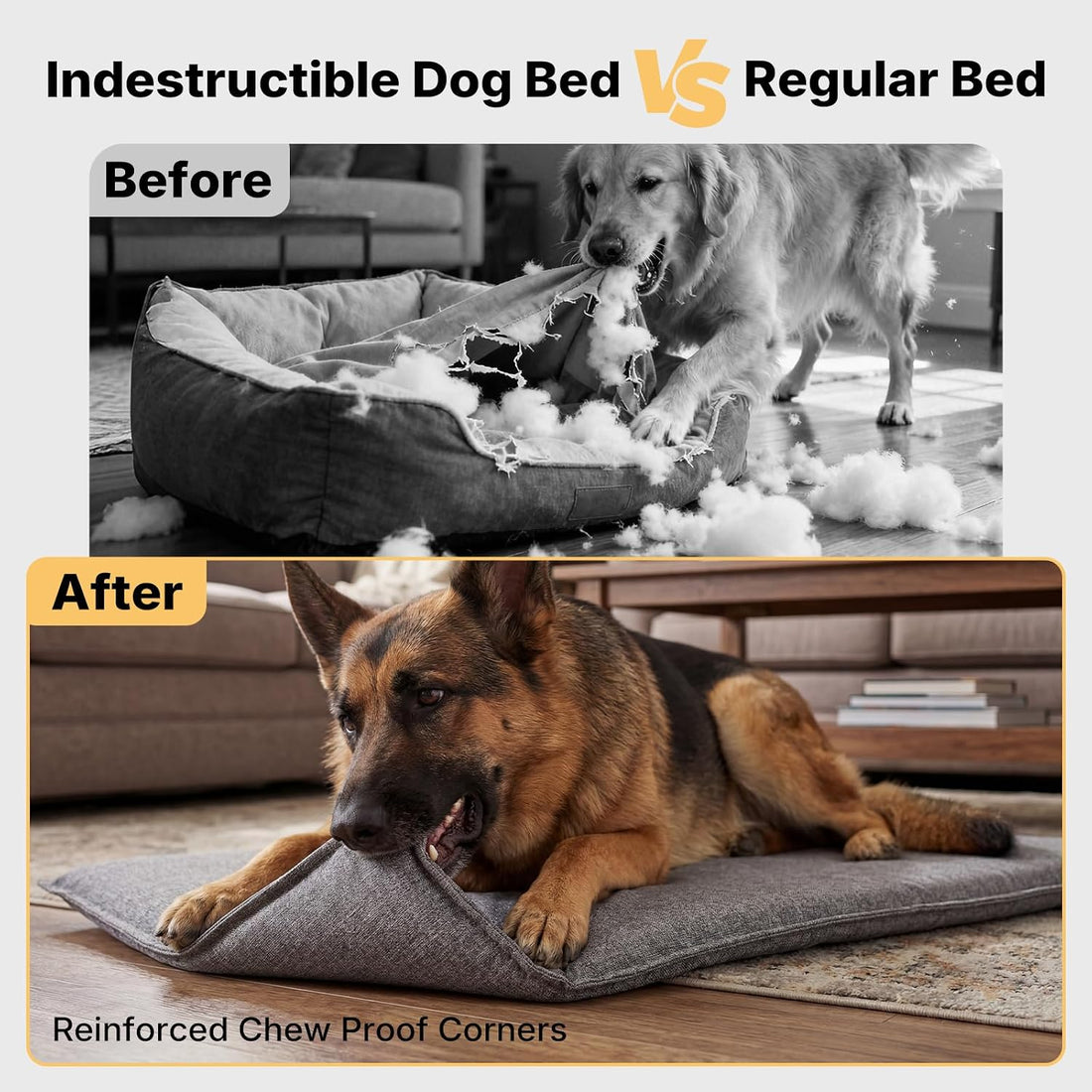 Veehoo Chew Proof Dog Crate Pad, Indestructible Dog Bed Crate Mat