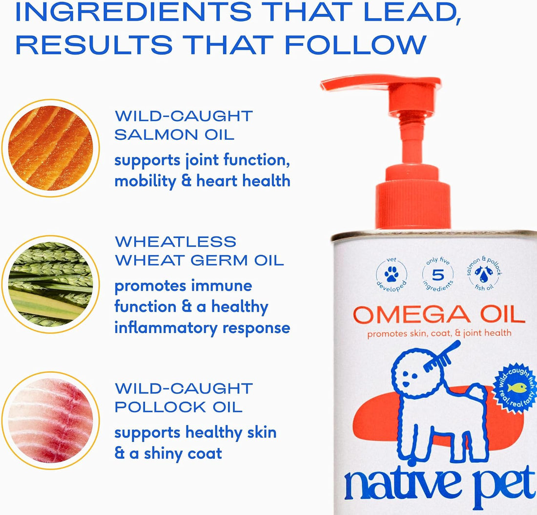Native Pet Omega 3 Fish Oil for Dogs 8Oz & Probiotics for Dogs 8.2Oz