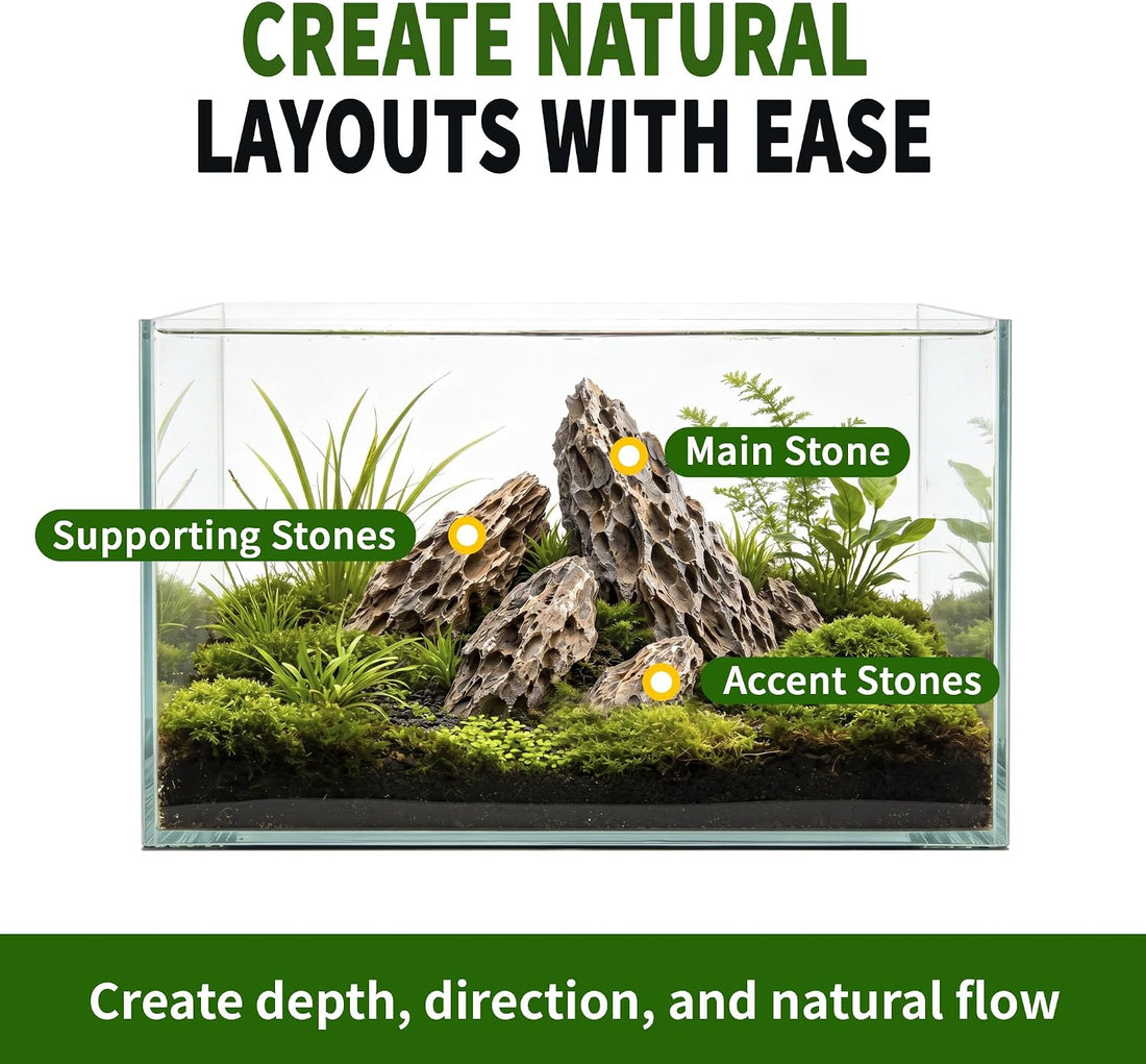Seiryu Stone Aquascaping Rocks, 1 lb (2-4"), Aquarium Stone Set
