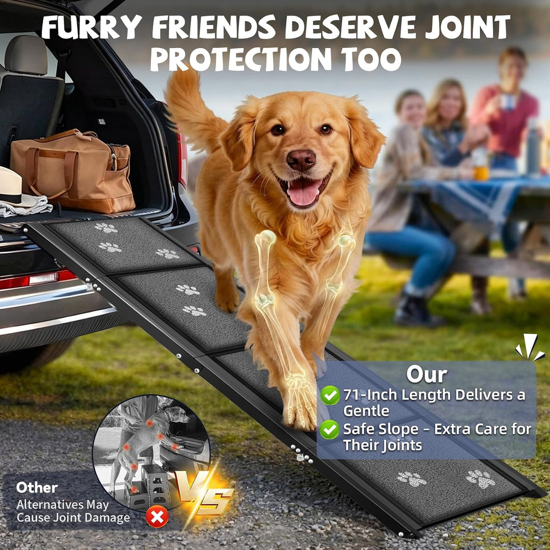 Dog Ramp for Car 63" Long & 17" Wide Portable Ramps for Large Dogs