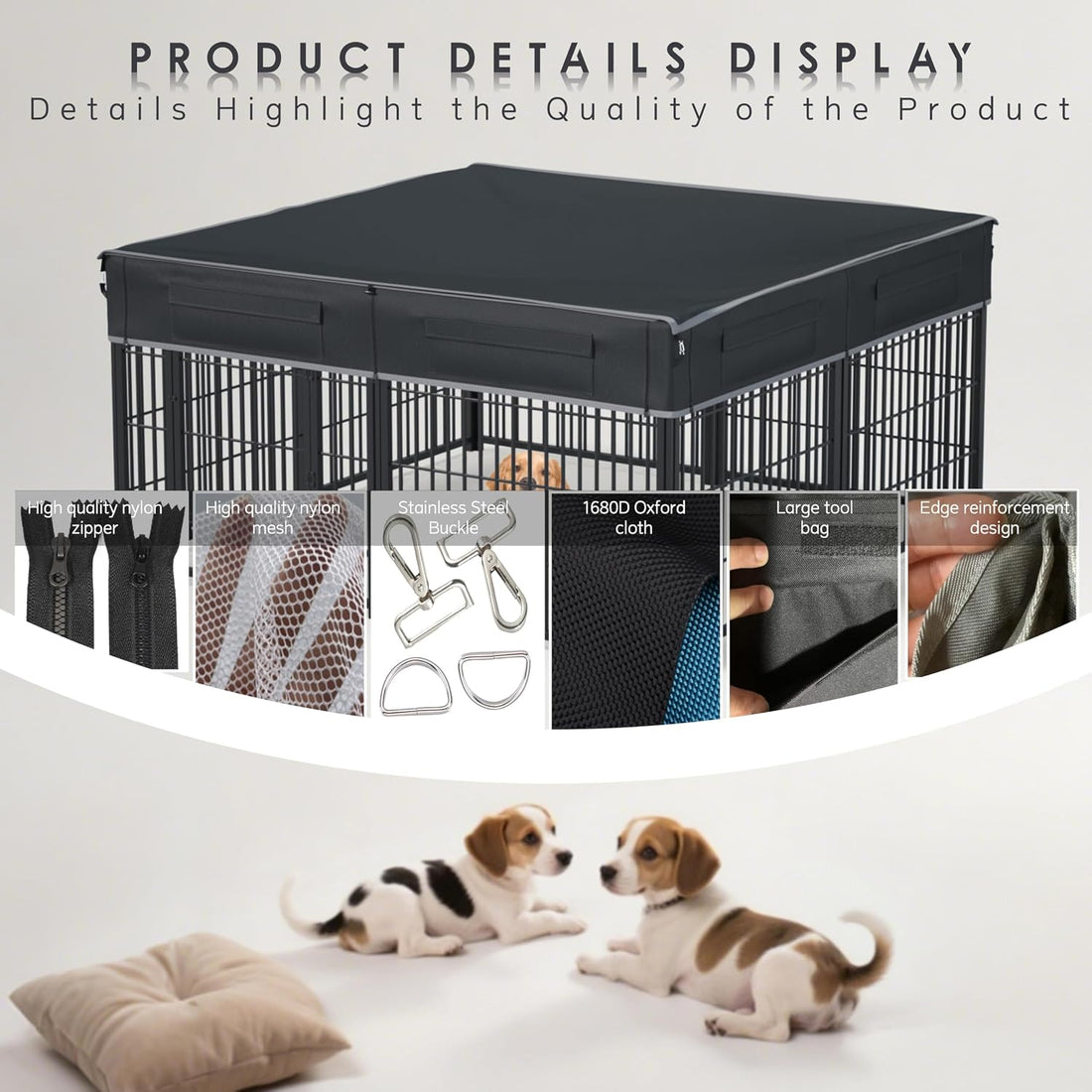 Dog Playpen Cover Reinforced with Waterproof Sunshade Curtain
