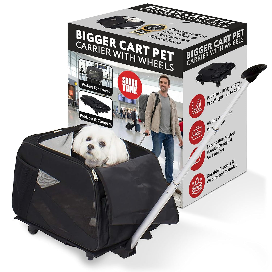dbest products Rolling Pet Carrier with Wheels Airline Approved