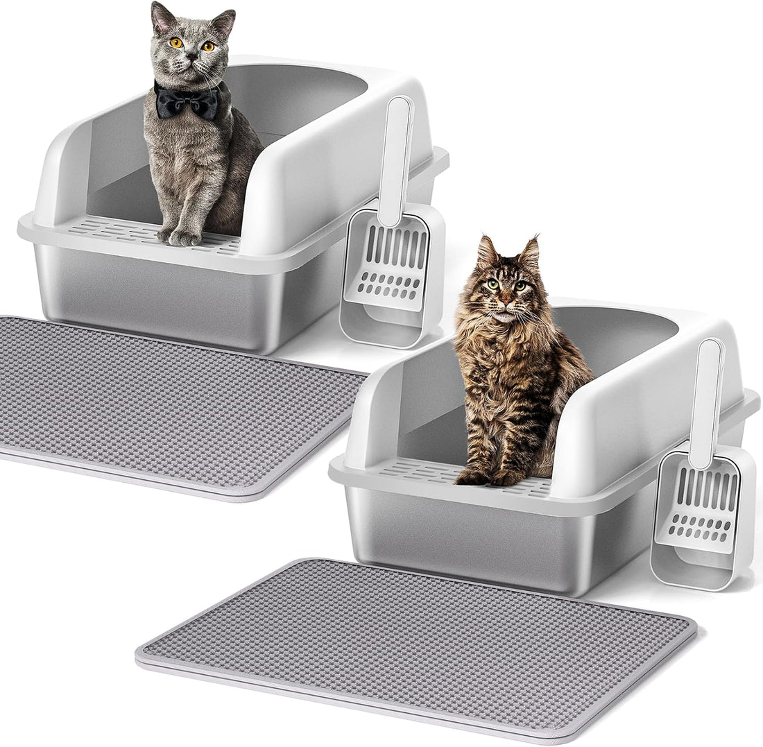 Henkelion Stainless Steel Cat Litter Box with Lid