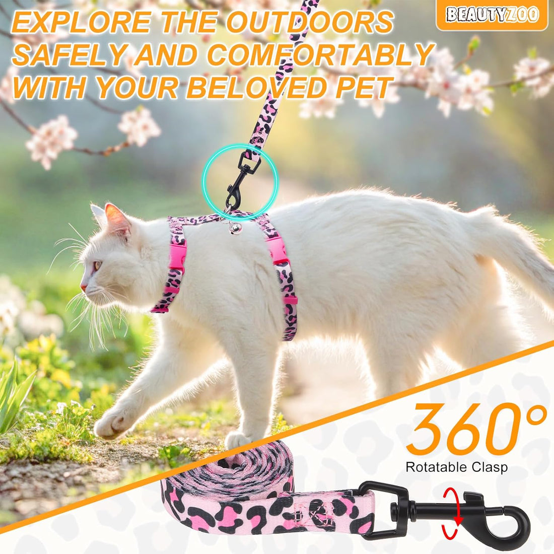 BEAUTYZOO Cat Harness and Leash Set Escape Proof for Walking