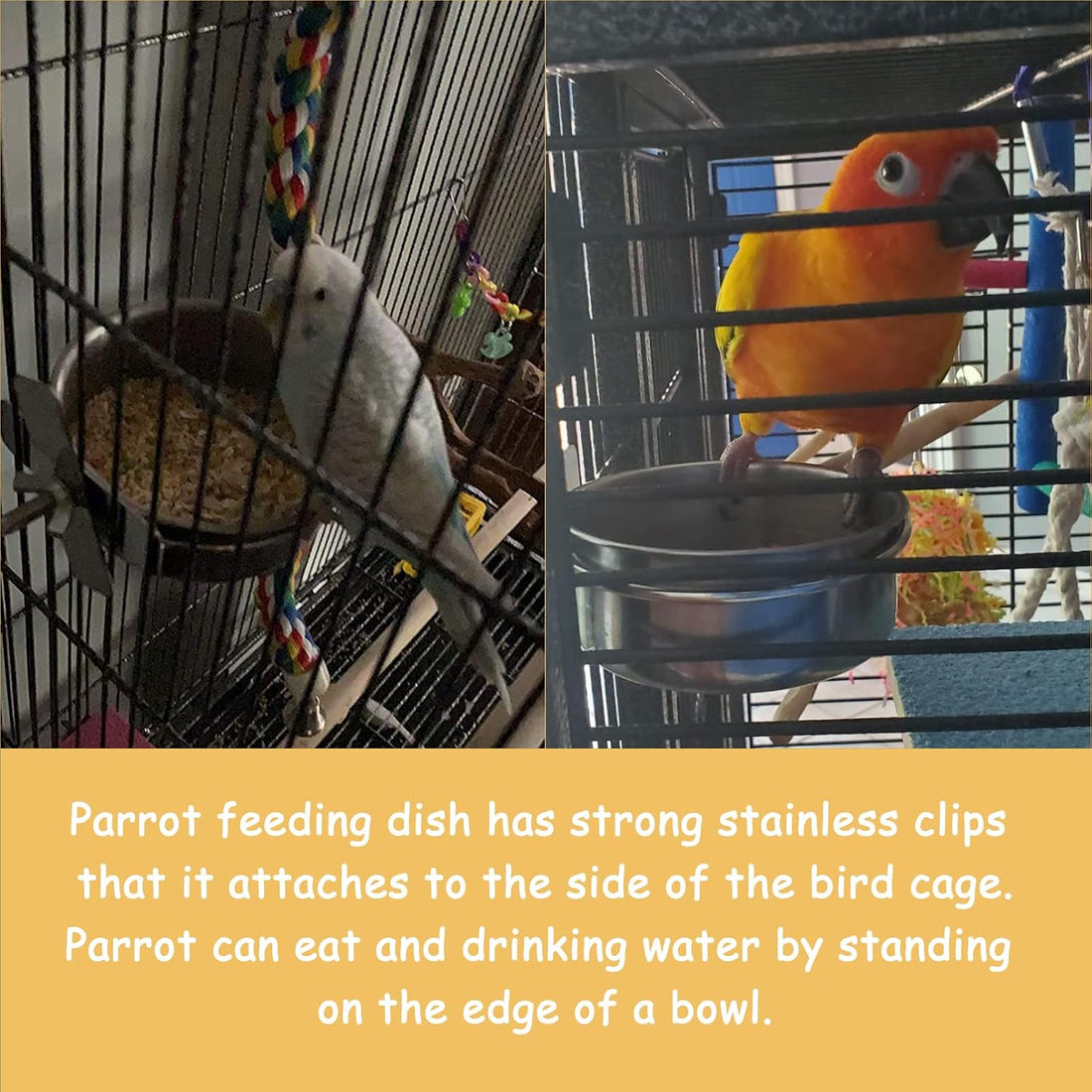 kathson Stainless Steel Bowls for Birds,4 Pcs Parrot Feeder Dish
