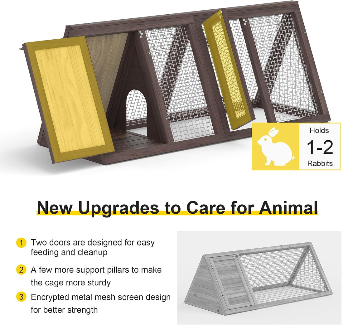 Outdoor Chicken Coop Wooden A-Frame Small Animal Coop Rabbit House
