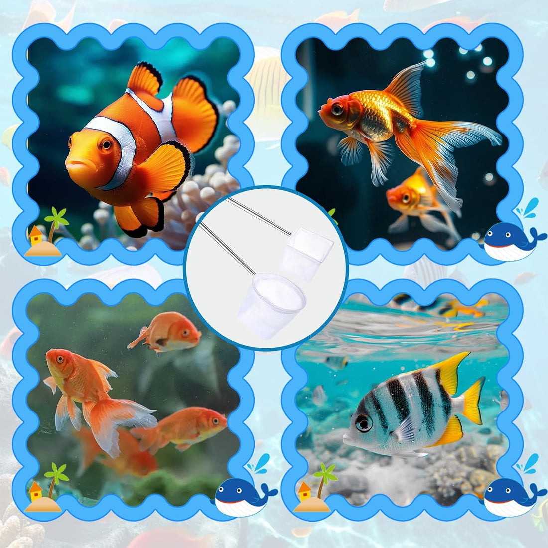 2-Pack Aquarium Fish Net,Fast-Dry Mesh Scoop with Extendable Handle