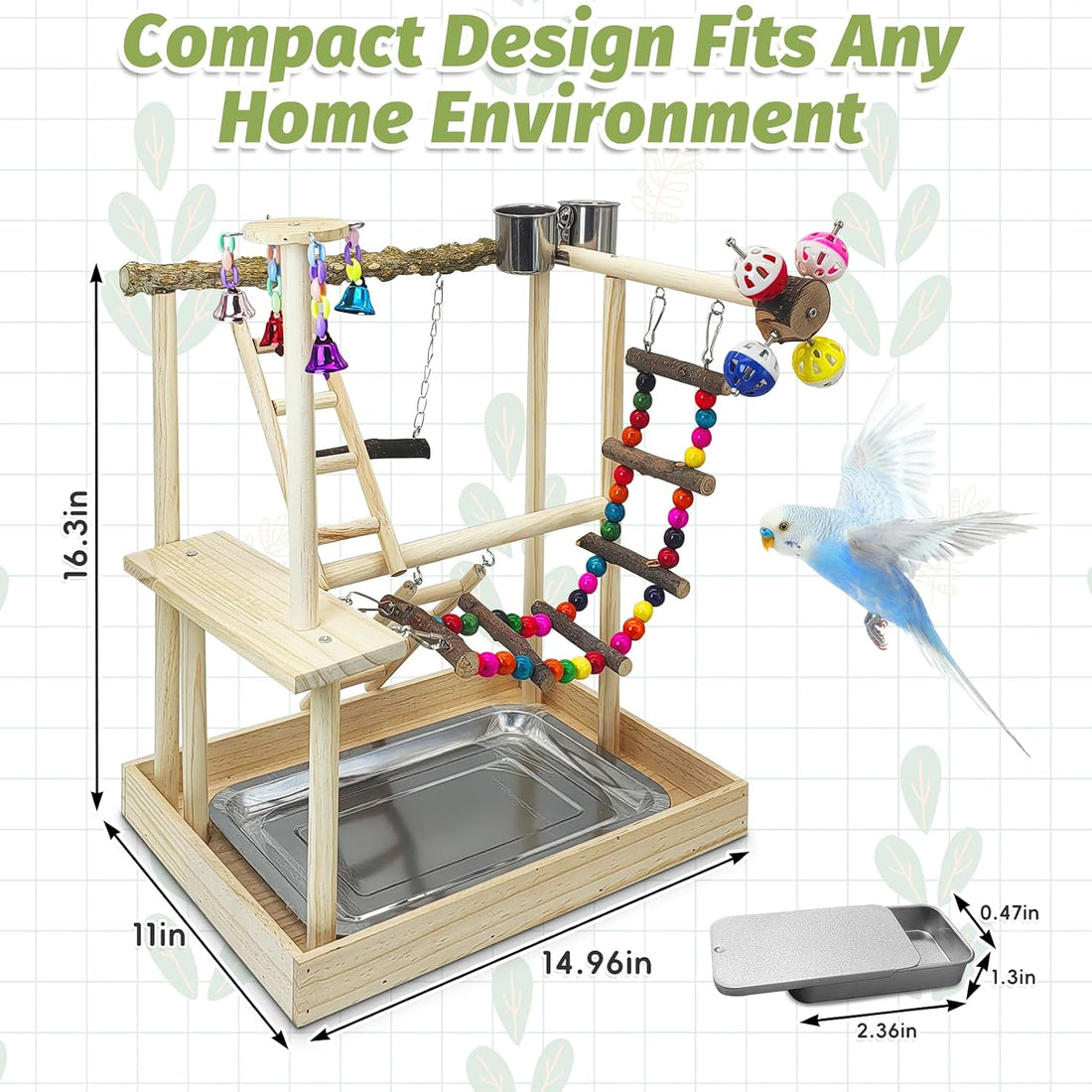 PINVNBY Bird Playground Parrot Natural Wooden Perch Stand Birds Gym