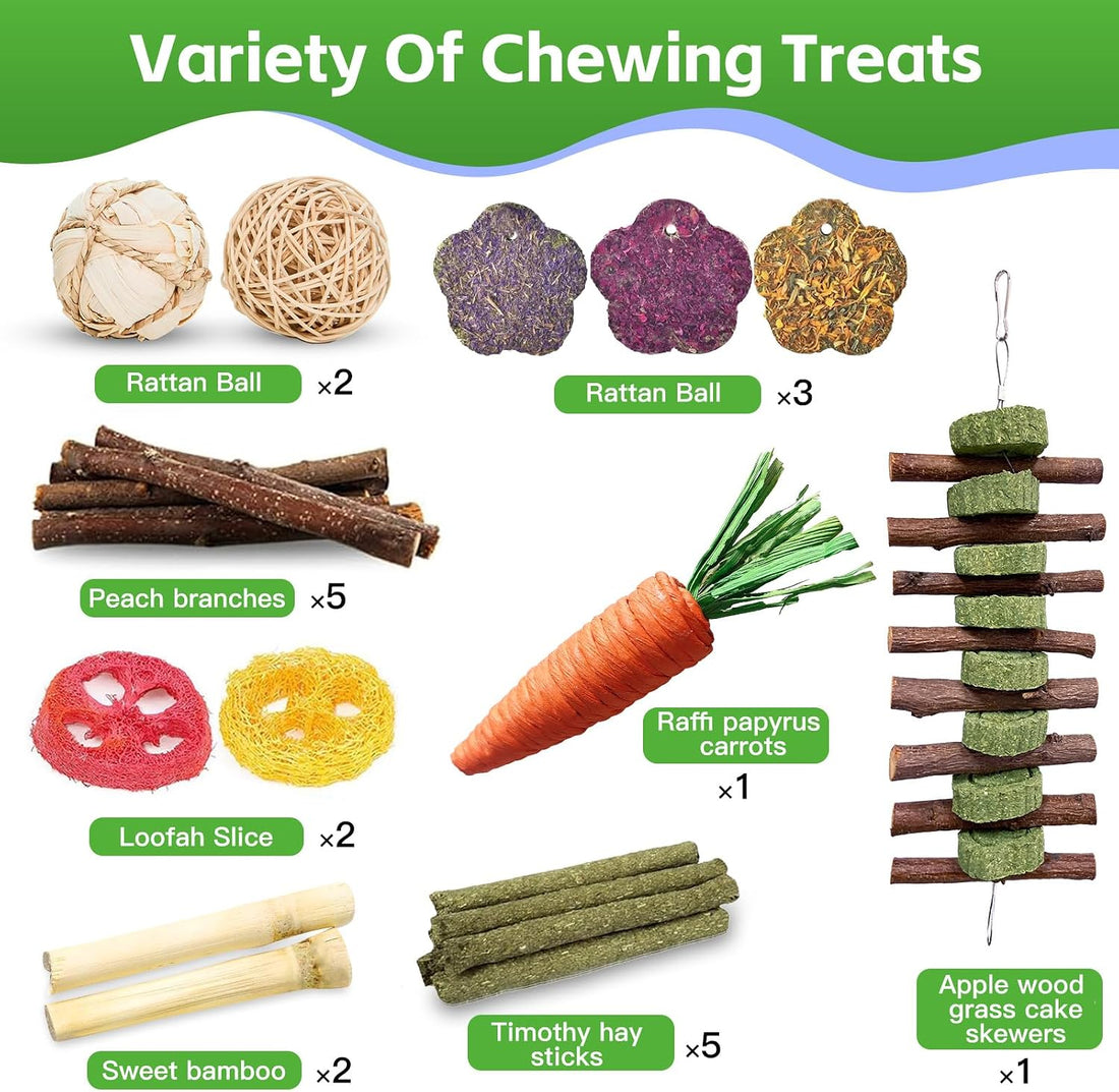 WDEFUN 21PCS Rabbit Chew Toys for Teeth Grinding