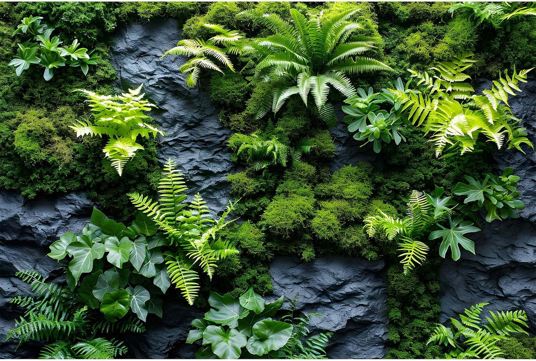 Rock Wall Reptile Habitat Background Greenery-Infused Room Vertical