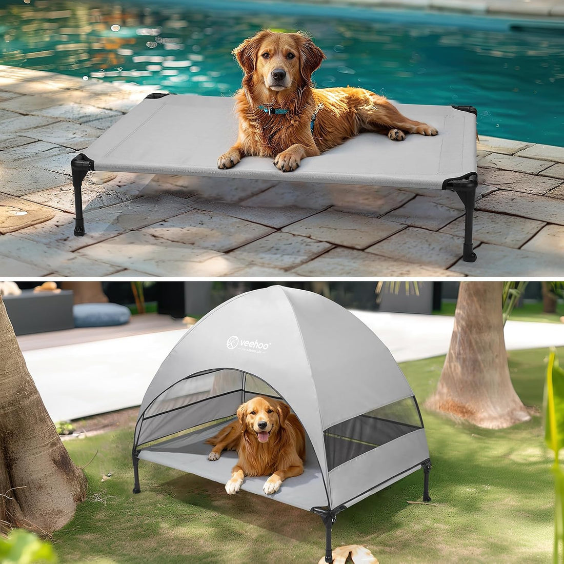Veehoo Outdoor Dog Bed with Canopy