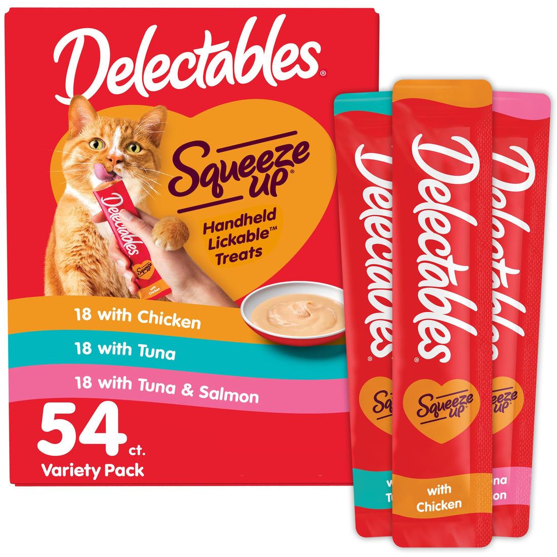 Delectables Squeeze Up Variety Pack, Creamy Lickable Wet Cat Treats