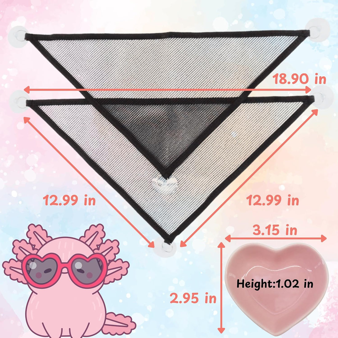 Axolotl Hammock for Aquarium and Ceramic Feeding Dish, Axolotl Hammock