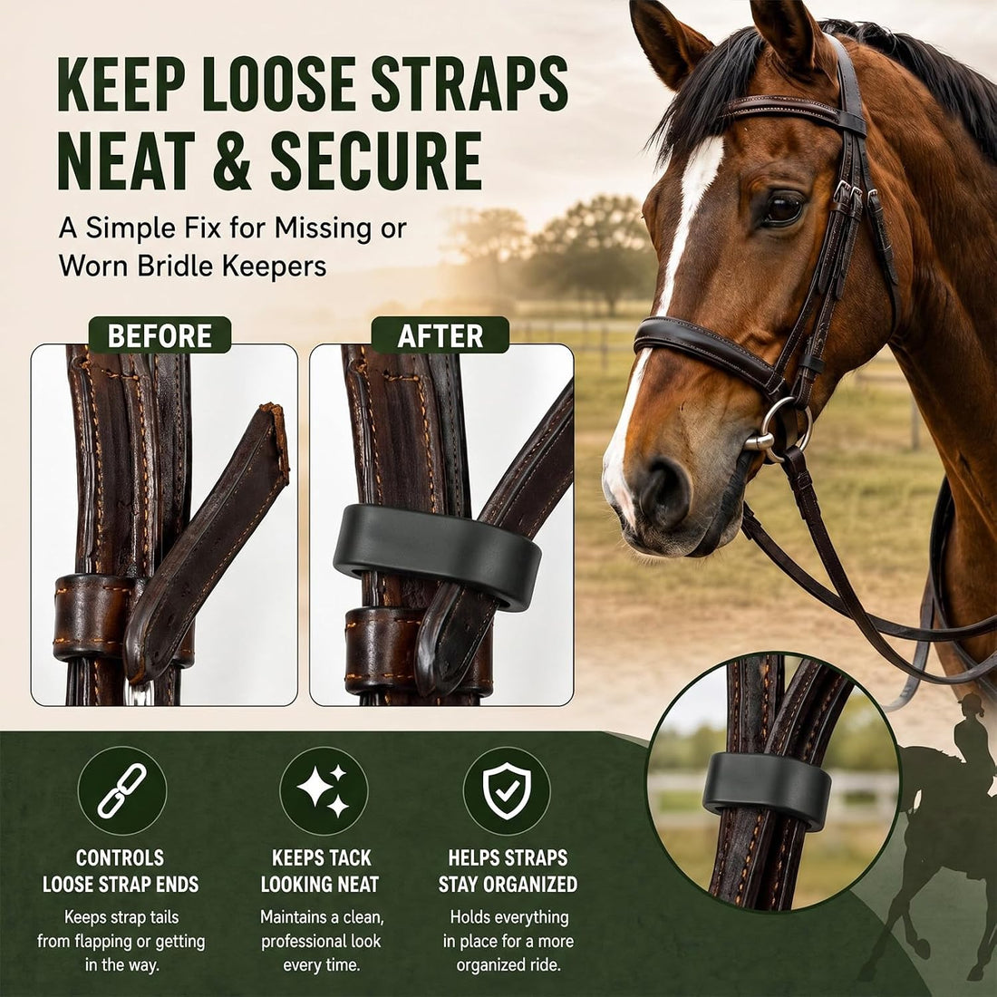 Hsei 20 Pack Rubber Bridle Keepers