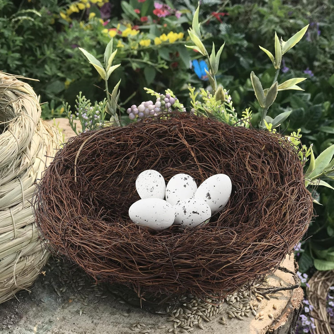6Pcs 12" Large Artificial Bird Nests with Eggs for Crafts,Handmade