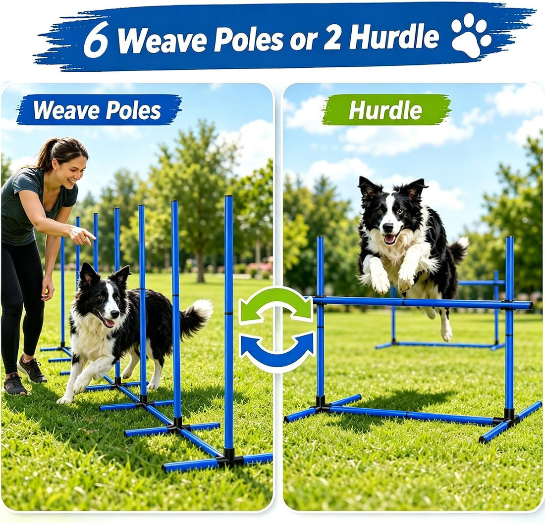 Dog Agility Hurdle, 4 Jump Bar Sets Indoor Outdoor Backyard Train