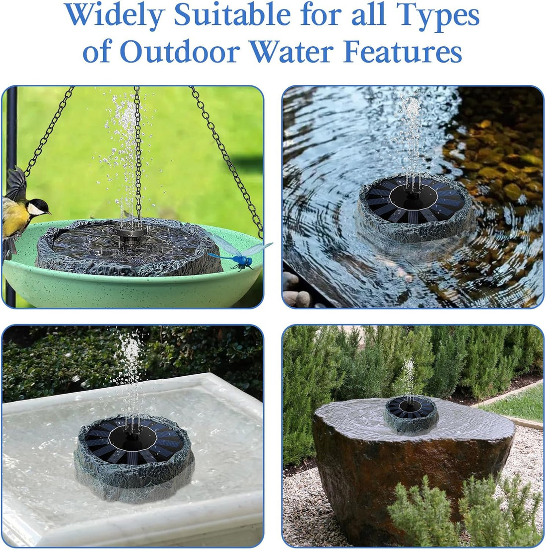 WANGIRO Solar Powered Bird Bath Fountain 7.8 Inch Dark Green