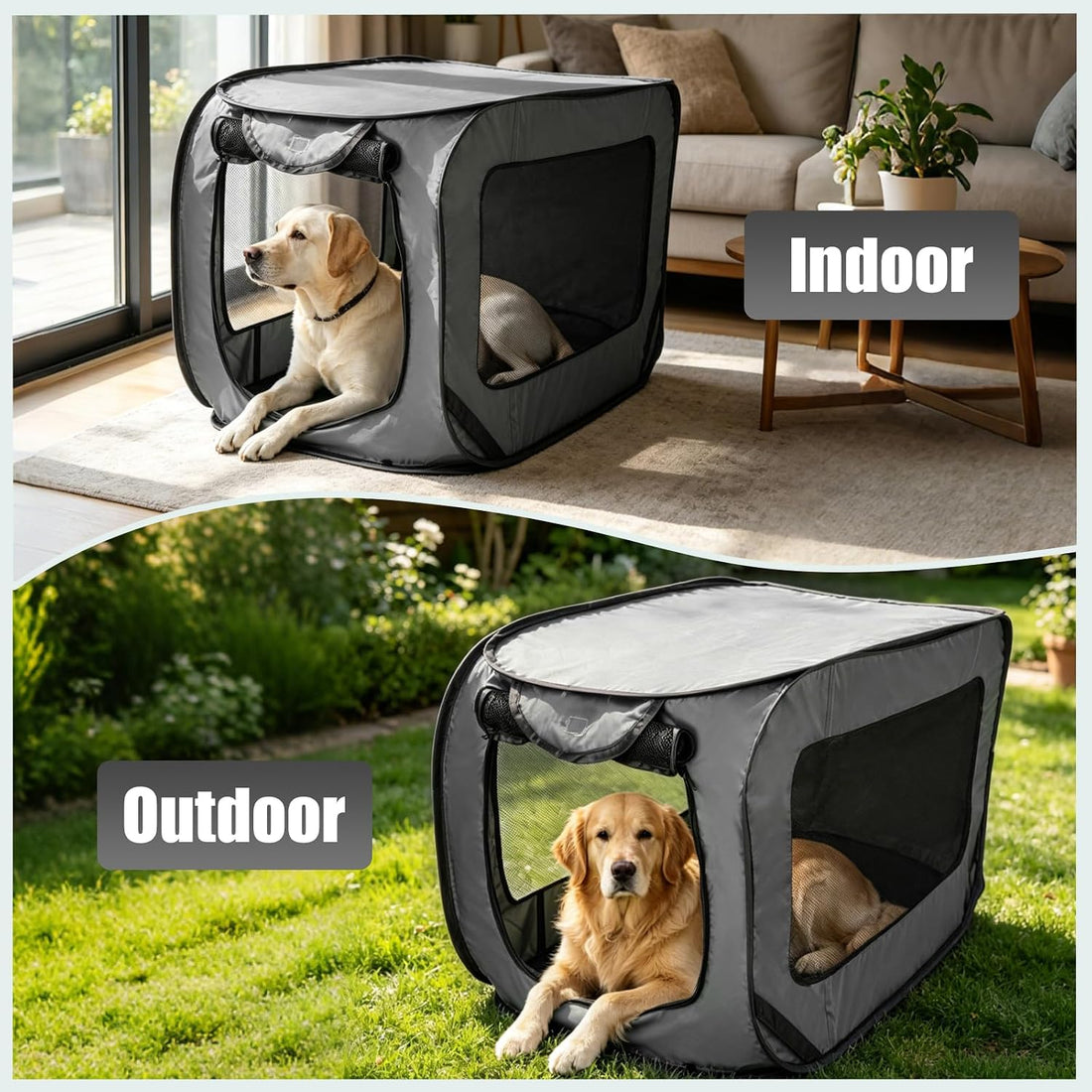 Foldable 36" Dog Crate for Medium Dogs