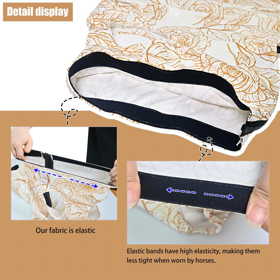 Zippered Horse Stretch Hood Without Ears, M（Flower）